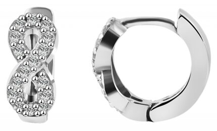 925/- Echt Silber Klapp-Creolen "Adira" mit Zirkoniabesatz, "Infinity", 925/r...