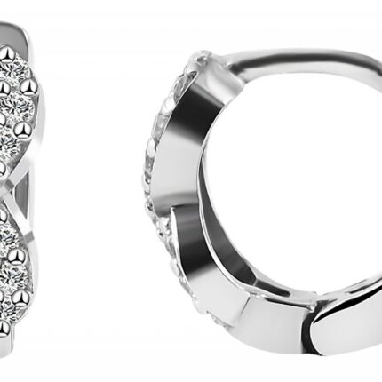 925/- Echt Silber Klapp-Creolen "Adira" mit Zirkoniabesatz, "Infinity", 925/r...