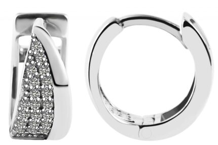 925/- Echt Silber Klappcreolen "Merit"mit Zirkoniabesatz, 925/rhodiniert