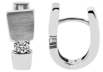 925/- Echt Silber Klapp-Creolen "Alasha" mit Zirkoniabesatz, mattiert-poliert...
