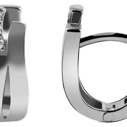 925/- Echt Silber Klapp-Creolen "Benetta" mit Zirkoniabesatz, 925/rhodiniert