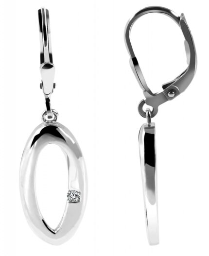 925/- Echt Silber Ohranhänger, Zirkoniabesatz, 925/rhodiniert