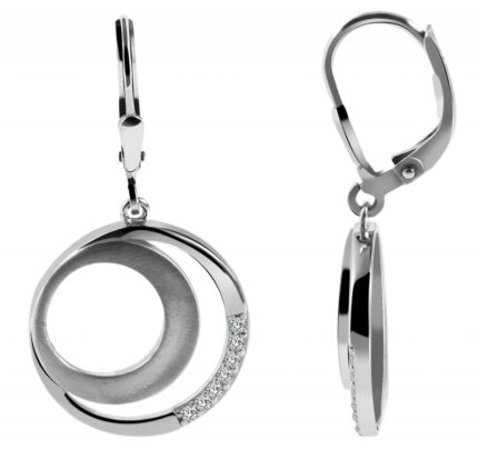 925/- Echt Silber Ohranhänger, Zirkoniabesatz, 925/rhodiniert