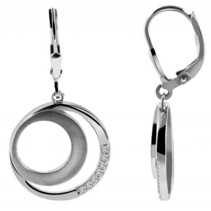 925/- Echt Silber Ohranhänger, Zirkoniabesatz, 925/rhodiniert