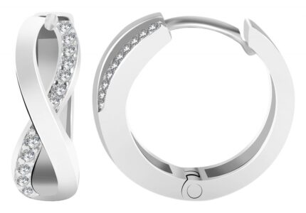 925/- Echt Silber Klapp-Creolen "Alelia", Infinity, Zirkoniabesatz, 925/rhodi...