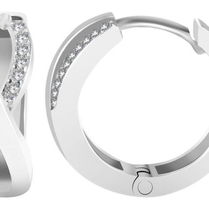 925/- Echt Silber Klapp-Creolen "Alelia", Infinity, Zirkoniabesatz, 925/rhodi...