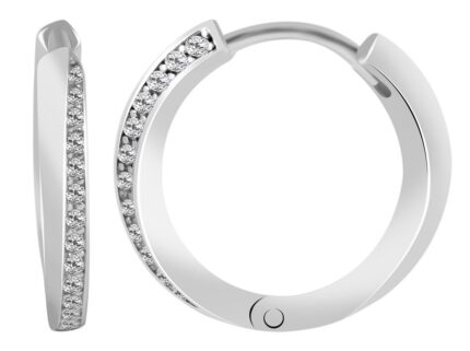 925/- Echt Silber Klapp-Creolen "Alette" mit Zirkoniabesatz 925/rhodiniert