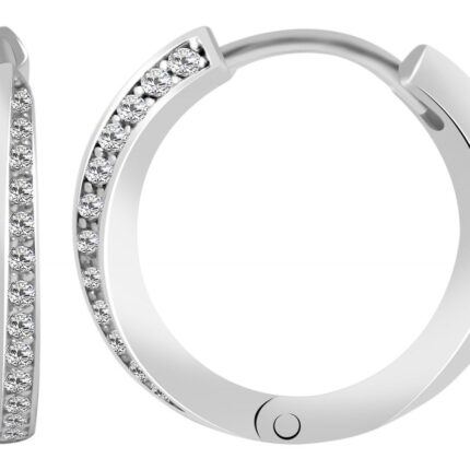 925/- Echt Silber Klapp-Creolen "Alette" mit Zirkoniabesatz 925/rhodiniert