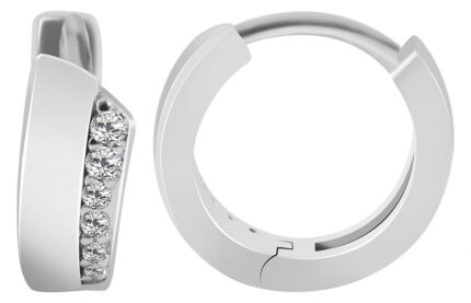 925/- Echt Silber Klapp-Creolen "Meline" mit Zirkoniabesatz, 925/rhodiniert
