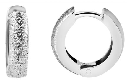 925/- Echt Silber Klapp-Creolen "Alondra", Diamantschliff, 925/rhodiniert