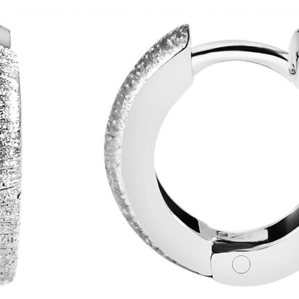 925/- Echt Silber Klapp-Creolen "Alondra", Diamantschliff, 925/rhodiniert
