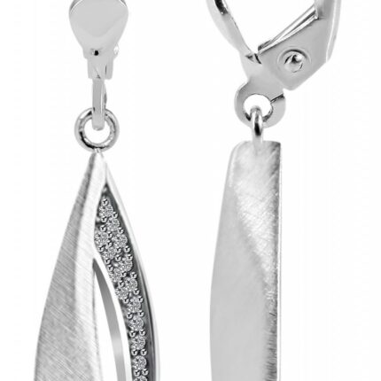 925/- Echt Silber Ohrhänger "Elif" mit Zirkoniabesatz, 925/rhodiniert