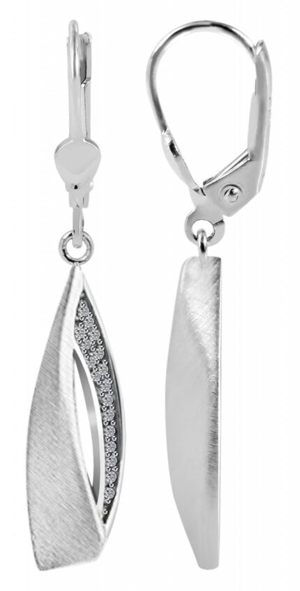 925/- Echt Silber Ohrhänger "Elif" mit Zirkoniabesatz, 925/rhodiniert
