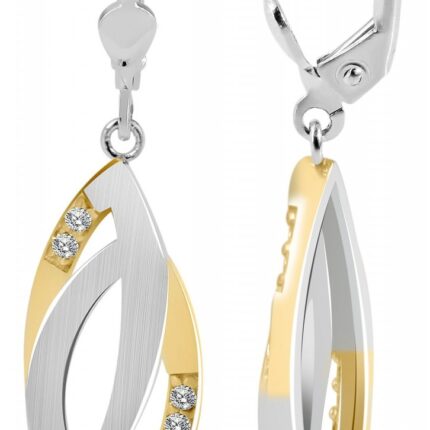 925/- Echt Silber Ohrhänger "Laive" mit Zirkoniabesatz, bicolor, matt/poliert...