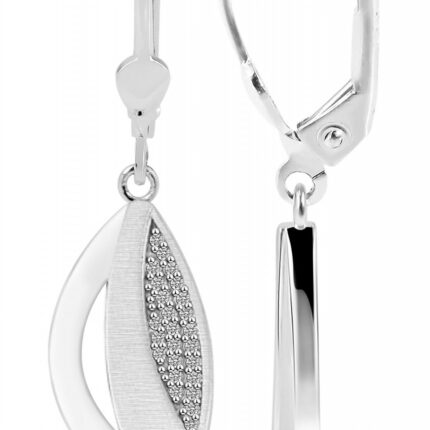 925/- Echt Silber Ohrhänger "Lerika" mit Zirkoniabesatz, mattiert/poliert, 92...