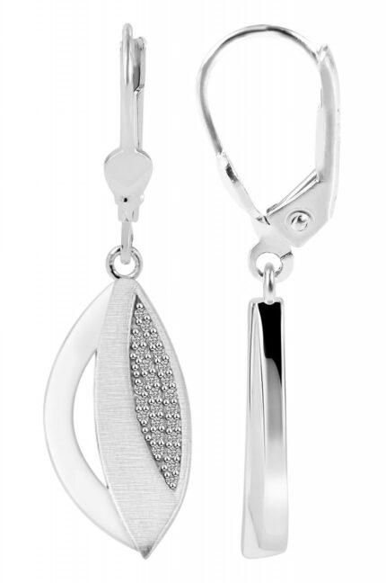 925/- Echt Silber Ohrhänger "Lerika" mit Zirkoniabesatz, mattiert/poliert, 92...