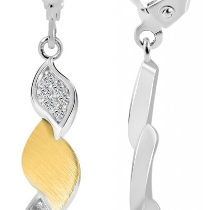 925/- Echt Silber Ohrhänger "Matea" mit Zirkoniabesatz, bicolor, 925/rhodiniert