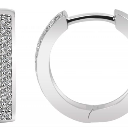925/- Echt Silber Klapp-Creolen "Amelia" mit Zirkoniabesatz, 925/rhodiniert