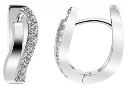 925/- Echt Silber Klapp-Creolen "Loucia" mit Zirkoniabesatz, 925/rhodiniert