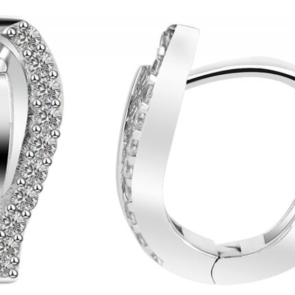 925/- Echt Silber Klapp-Creolen "Loucia" mit Zirkoniabesatz, 925/rhodiniert