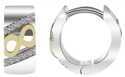 925/- Echt Silber Klapp-Creolen Ariela mit Zirkoniabesatz, "Infinity", bicolo...