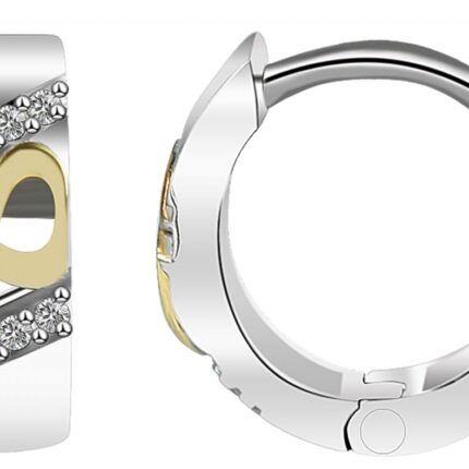 925/- Echt Silber Klapp-Creolen Ariela mit Zirkoniabesatz, "Infinity", bicolo...