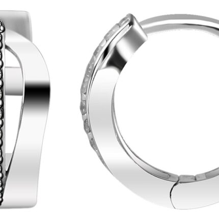 925/- Echt Silber Klapp-Creolen "Relana" mit Zirkoniabesatz, 925/rodiniert
