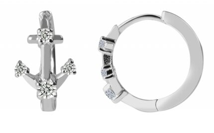 925/- Echt Silber Klapp-Creolen "Merlina", Zirkoniabesatz, maritim