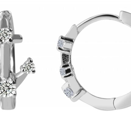 925/- Echt Silber Klapp-Creolen "Merlina", Zirkoniabesatz, maritim