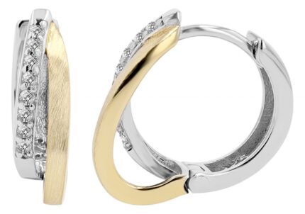 925/- Echt Silber Klapp-Creolen "Tulipan", matt/poliert, rhodiniert