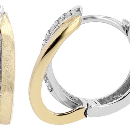 925/- Echt Silber Klapp-Creolen "Tulipan", matt/poliert, rhodiniert