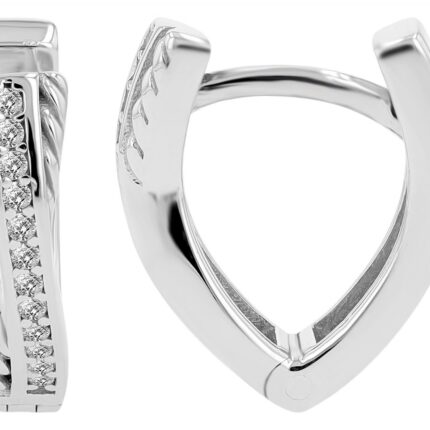 925/- Echt Silber Klapp-Creolen "Asalea", Tropfen, Zirkonia, rhodiniert