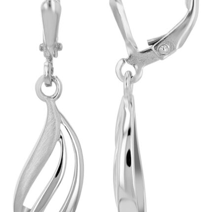 925/- Echt Silber Ohrhänger "Ovisone", rhodiniert, matt/poliert