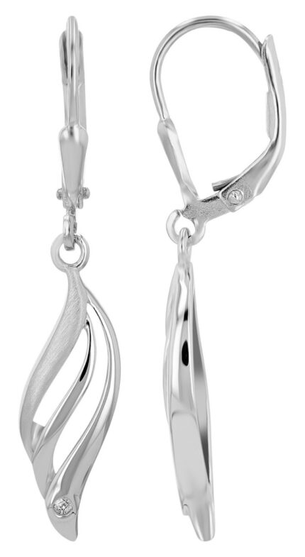925/- Echt Silber Ohrhänger "Ovisone", rhodiniert, matt/poliert