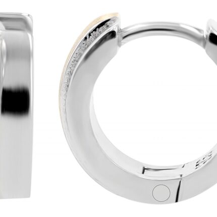 925/- Echt Silber Klapp-Creolen "Clavel", rhodiniert, bicolor