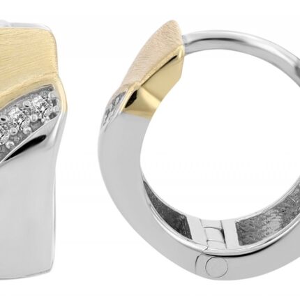 925/- Echt Silber Klapp-Creolen "Solros", bicolor, rhodiniert