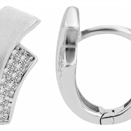 925/- Echt Silber Klapp-Creolen "Zinnias", matt/poliert, rhodiniert