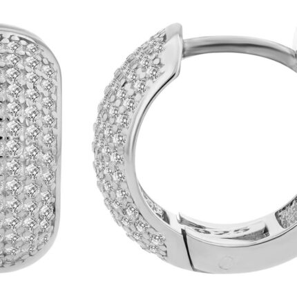 925/- Echt Silber Klapp-Creolen "Lavande", Zirkoniabesatz, rhodiniert