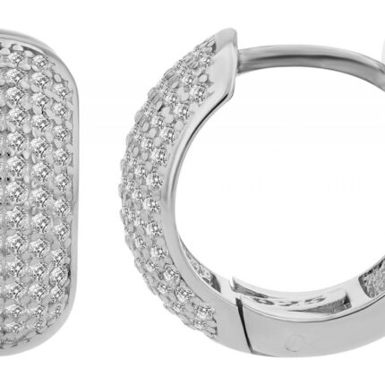 925/- Echt Silber Klapp-Creolen "Lavanda", Zirkoniabesatz, vergoldet