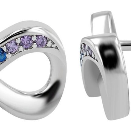 925/- Echt Silber Ohrstecker, Infinity, mehrfarbiger Zirkoniabesatz, rhodiniert