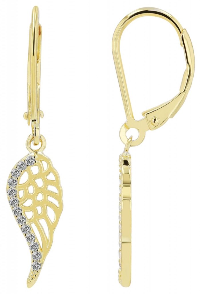 925er Sterling Silber Ohrringe "Laelia" mit Zirkonia, vergoldet und rhodiniert - Image 1
