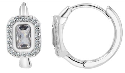 925/- Echt Silber Klapp-Creolen "Liora" mit Zirkonia, rhodiniert