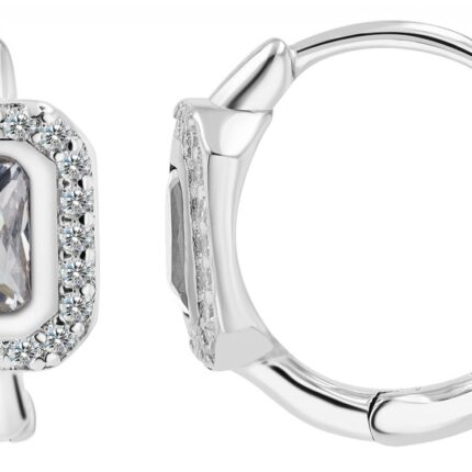 925/- Echt Silber Klapp-Creolen "Liora" mit Zirkonia, rhodiniert