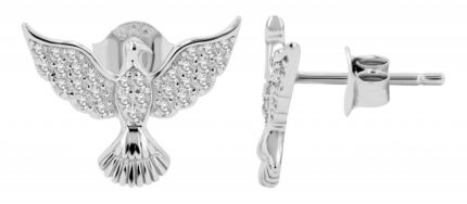 925/- Echt Silber Ohrstecker "Luzmila", Taube mit Besatz, rhodiniert