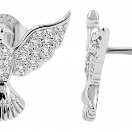925/- Echt Silber Ohrstecker "Luzmila", Taube mit Besatz, rhodiniert