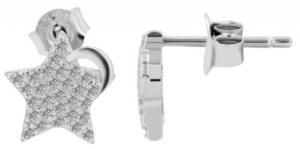 925er Sterlingsilber Ohrstecker "Lorelei", Mond & Stern, rhodiniert