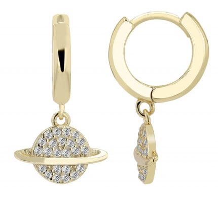 Echt Silber Creolen mit Anhänger "Tiara" mit Zirkonia, vergoldet oder rhodiniert