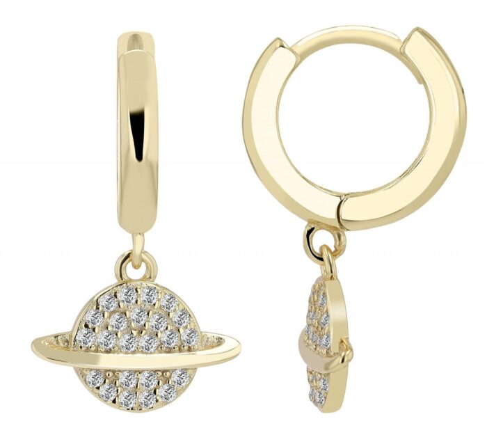 Echt Silber Creolen mit Anhänger "Tiara" mit Zirkonia, vergoldet oder rhodiniert - Image 1