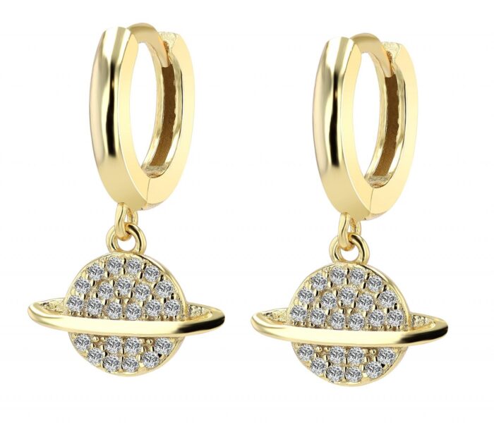 Echt Silber Creolen mit Anhänger "Tiara" mit Zirkonia, vergoldet oder rhodiniert - Image 2