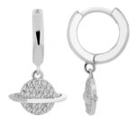 Echt Silber Creolen mit Anhänger "Tiara" mit Zirkonia, vergoldet oder rhodiniert - Image 3